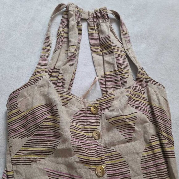 New XXS Anthropologie X Celandine linen halter button-front maxi dress - Picture 6 of 10